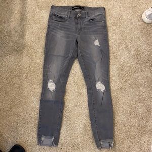 Express gray distressed denim jeans